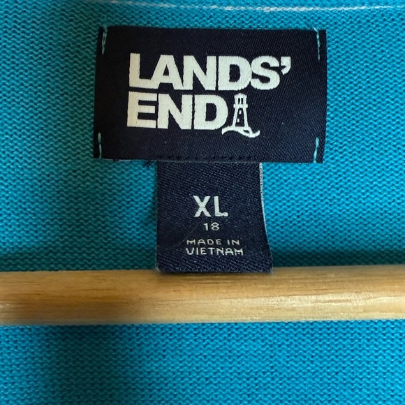 Lands' End Women's Turquoise and Navy Colorblock Duster Cardigan Bold Size XL - Picture 15 of 16